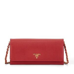 Prada Saffiano Leather Wallet on Chain (WOC) – Red